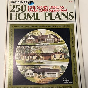 250 woonplannen One Story-ontwerpen onder 2.000 vierkante voet Richard Pollman House Plans 1977 Mid Century Modern Ranch Design Book
