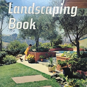 Libro de diseño de paisajes al atardecer de 1968, libro vintage de diseño de arquitectura paisajística moderna de mediados de siglo