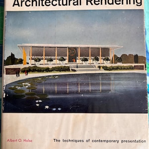 Rendering architettonico Albert O. Halse 1960 Architettura moderna di metà secolo, disegno, libro d'arte