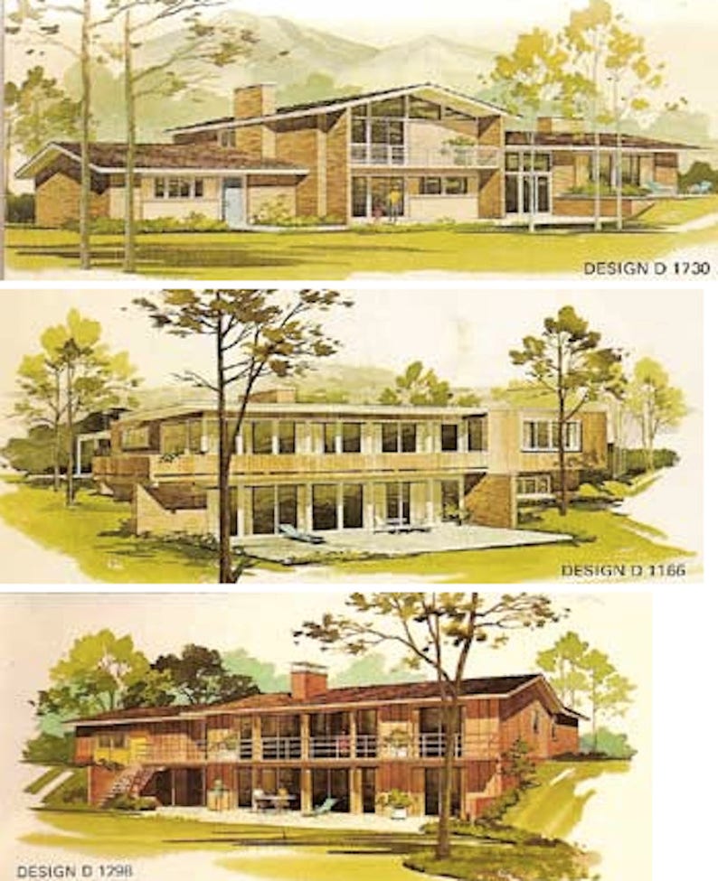 180-homes-multi-level-home-plans-by-richard-pollman-1977-mid-etsy