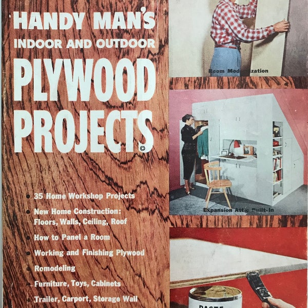 Handy Man's Indoor and Outdoor Plywood Projects Robert Hertzberg 1955 Fawcett Book DIY Make Build Furniture Design Plans