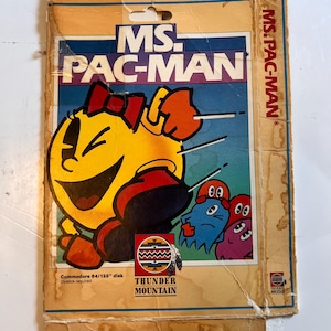 scatola vintage per videogioco Ms. PAC-Man Commodore 64 1983 Namco nessun gioco solo scatola