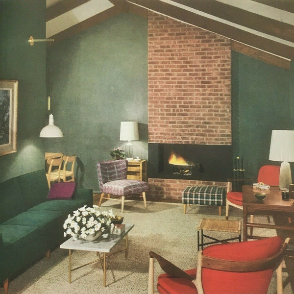 Ladies Home Journal Libro de Decoración de Interiores Elizabeth Halsey 1954 Mid Century Modern Retro Vintage libro de diseño de interiores