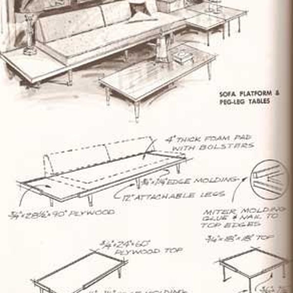 Anatomy of Contemporary Furniture John Shea 1973 MID CENTURY MODERN design plans build book