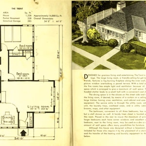 Huis-van-de-maand Boek van kleine huizen Harold E. Group 1946 Vintage huisplannen halverwege de eeuw architectuurontwerpboek