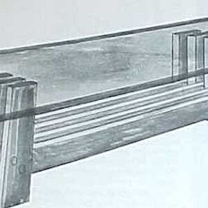 May include: A sketch of a glass-top coffee table with a unique wooden base. The base is made of multiple horizontal slats that are stacked and interlocked to create a sturdy and stylish design.