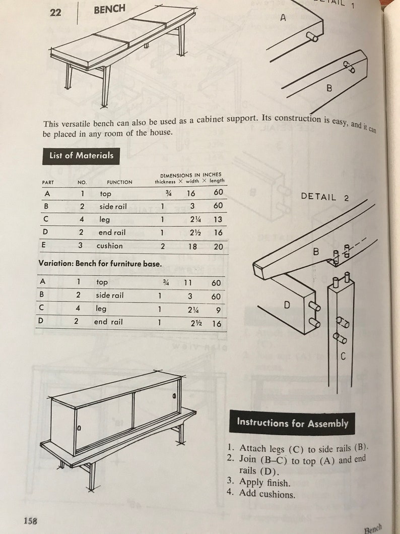 How to Build Modern Furniture Mario Dal Fabbro 1976 Mid Etsy