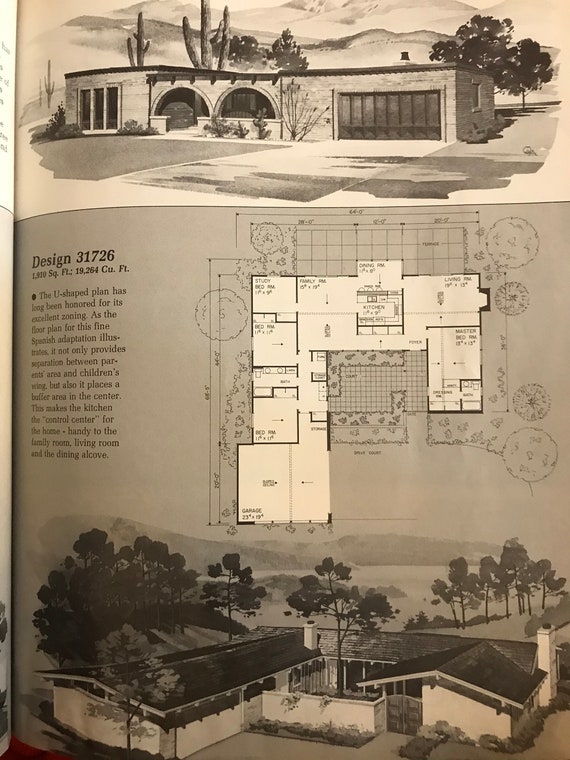 CUSTOM HOME PLANS WIN 1976 X80 VINTAGE HOUSE PLANS MID CENTURY MODERN RANCH  HOME