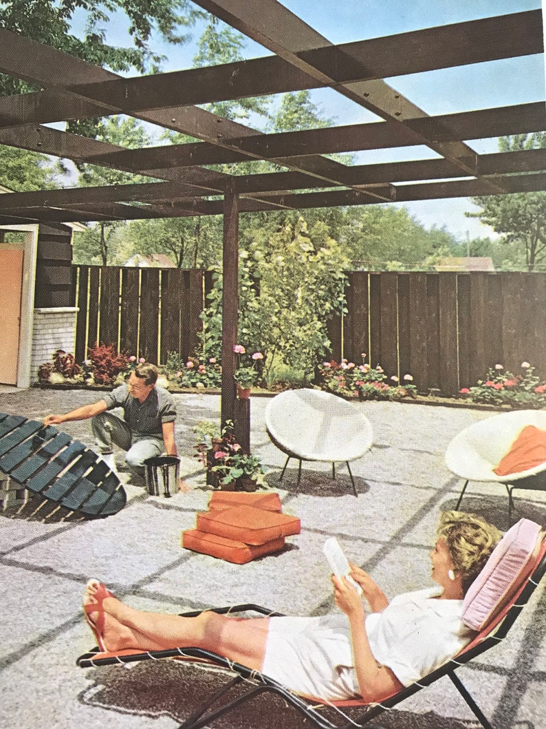 Landscape Planning Better Homes Gardens book 1963 Mid Century Modern Patio Design image 4