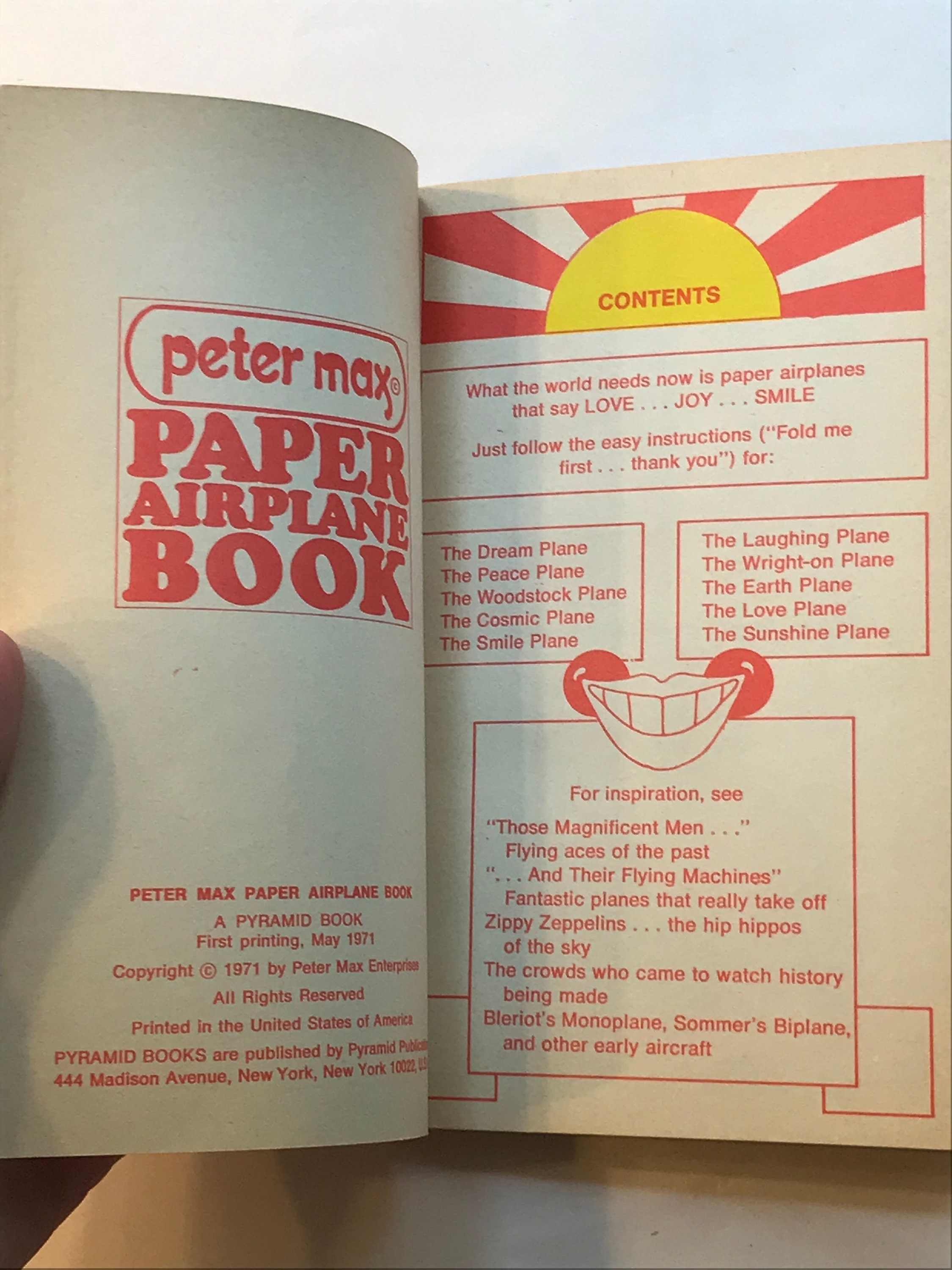 【超レア】ピーター・マックス Paper Airplane Book Vintage Peter Max Paper Airplane Book, 1971 Mod Pop Art - Etsy