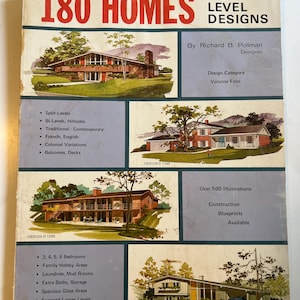 180 Home Plans Multi-Level Designs Richard Pollman 1977 Mid Century House Homes Book