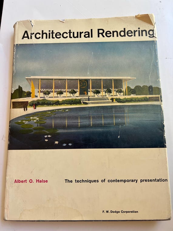 Architectural Rendering Albert O. Halse 1960 Mid Century Modern