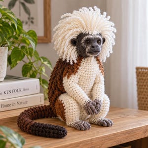 Cotton-Top Tamarin Crochet Pattern, Realistic Amigurumi Monkey PDF, Wildlife Stuffed Animal Tutorial