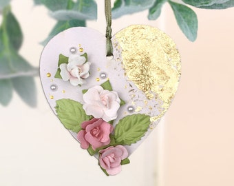 Blush Pink Valentines Day flowers Heart ornament