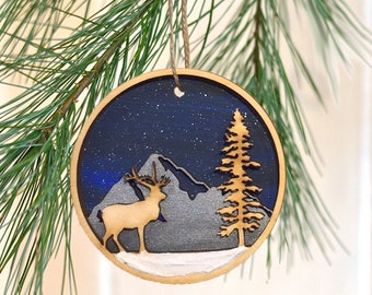 Wooden Elk Ornament