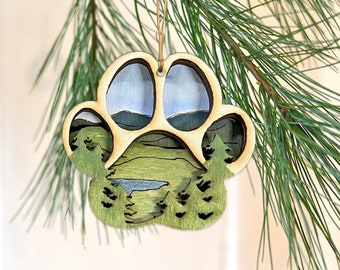 Dog Paw Hiking Ornament