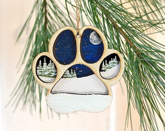 Dog Paw Winter Snow Ornament