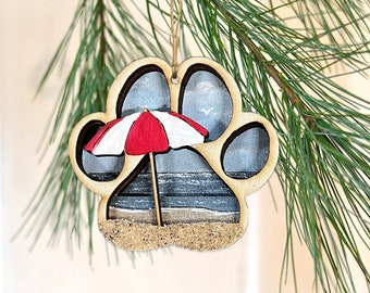 Dog Paw Beach Ornament