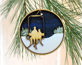 Mountain Ski Lift Ornament