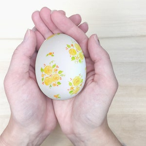 Ceramic Easter Egg decoration Easter basket Ceramic Easter egg Cottage rose painting floral egg ceramic egg hand painted egg decoration image 5