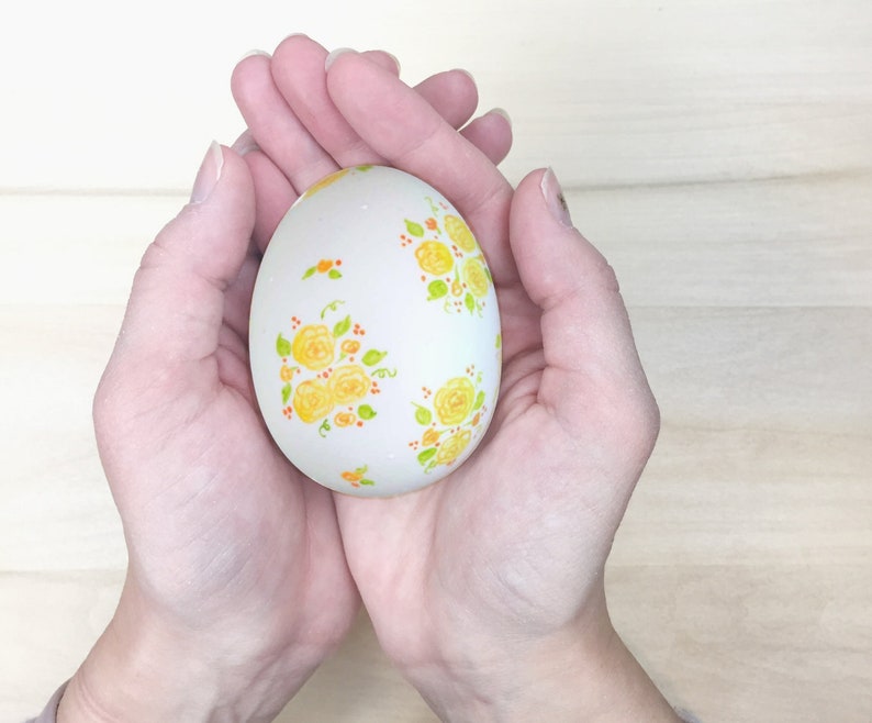 Ceramic Easter Egg decoration Easter basket Ceramic Easter egg Cottage rose painting floral egg ceramic egg hand painted egg decoration image 5