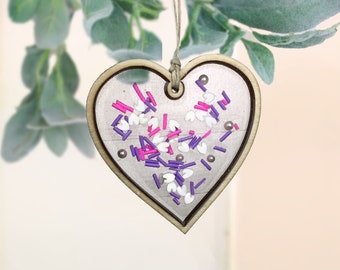 Sprinkles Valentines Day resin Heart ornament