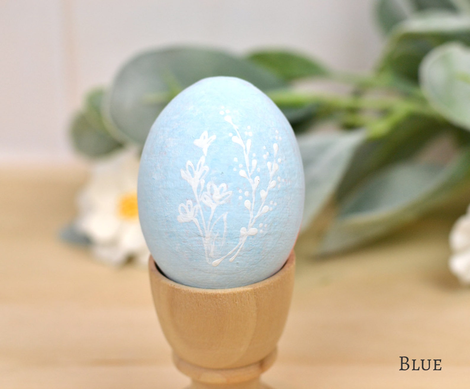 Handpainted Pastel Wooden Eggs with White Flowers Etsy
