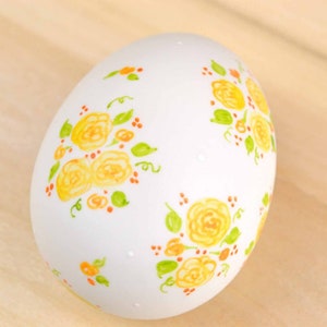 Ceramic Easter Egg decoration Easter basket Ceramic Easter egg Cottage rose painting floral egg ceramic egg hand painted egg decoration image 2