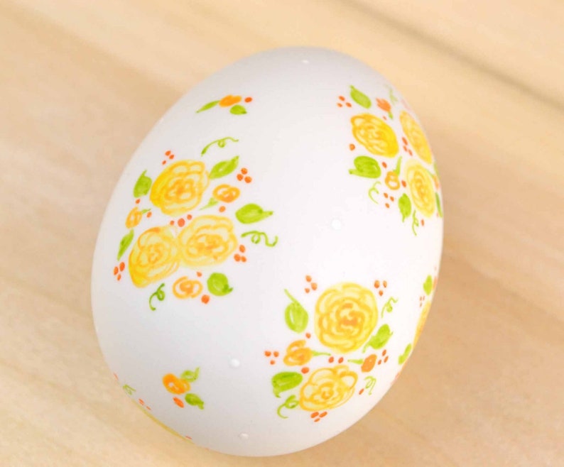 Ceramic Easter Egg decoration Easter basket Ceramic Easter egg Cottage rose painting floral egg ceramic egg hand painted egg decoration image 2