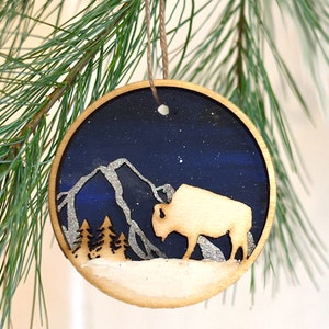 Wooden Bison Ornament