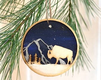 Wooden Bison Ornament