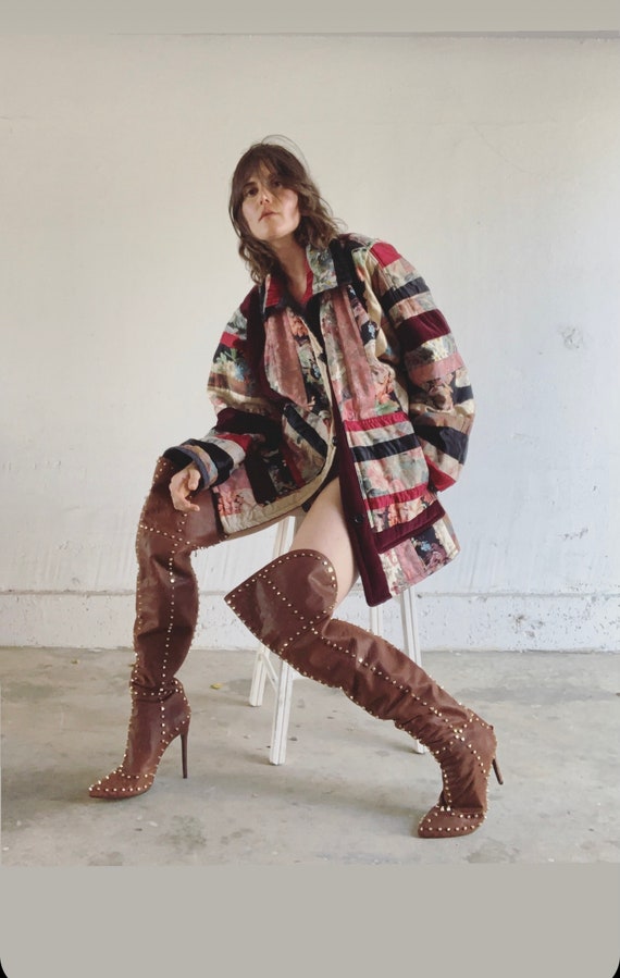 Thigh High Leather Studded Boots