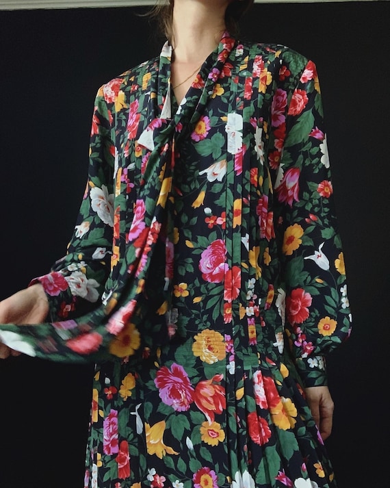 Albert Nipon Silk Floral Dress