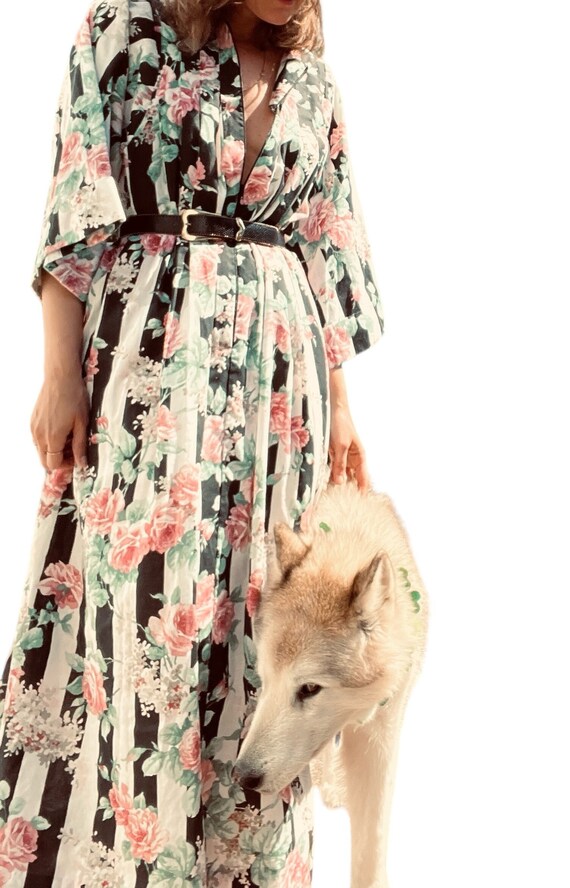 1980s Floral Maxi Dress