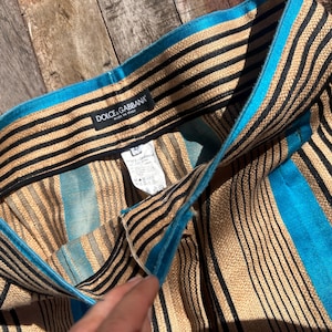 Dolce & Gabbana High-Waisted Woven Striped Pants Size 42