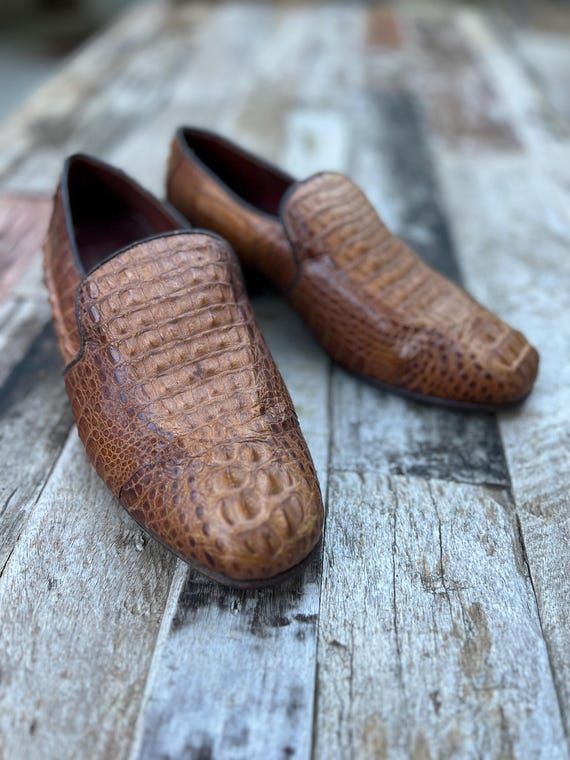 Genuine Alligator Loafers 1960s–70s Brown Crocodile Shoes - Luxury Footwear