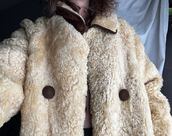 1960s Lambskin Shearling Coat Made in New Zealand