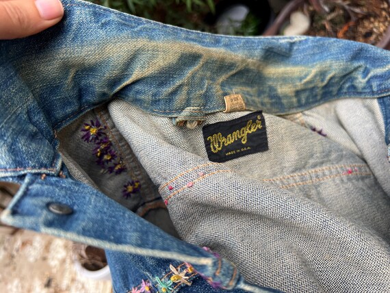 Vintage 60s 70s Wrangler Denim Jacket – Hand Embr… - image 10