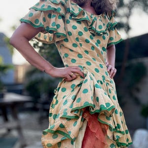 old fashioned frilly dress Green old fashioned dress