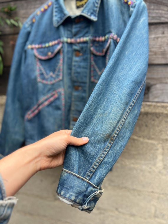 Vintage 60s 70s Wrangler Denim Jacket – Hand Embr… - image 5