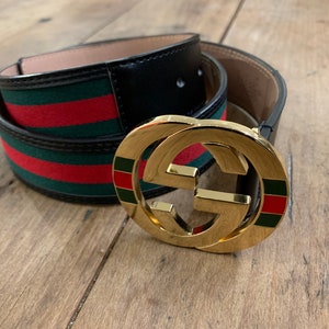 Gold Buckle Gucci Belt Red/green Stripe 