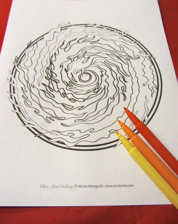 Spinning Galaxy Coloring Page Single Page To Print And Color Etsy