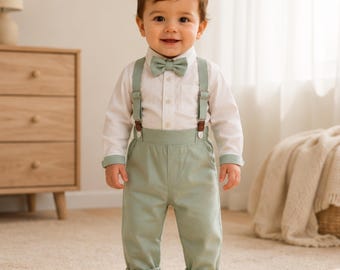 Gentleman Outfit Set, Light Green Boys Formal Suit, Smart Occasion Wear for Kids, Wedding Guest Outfit, Page Boy Suit, Ring Bearer Set
