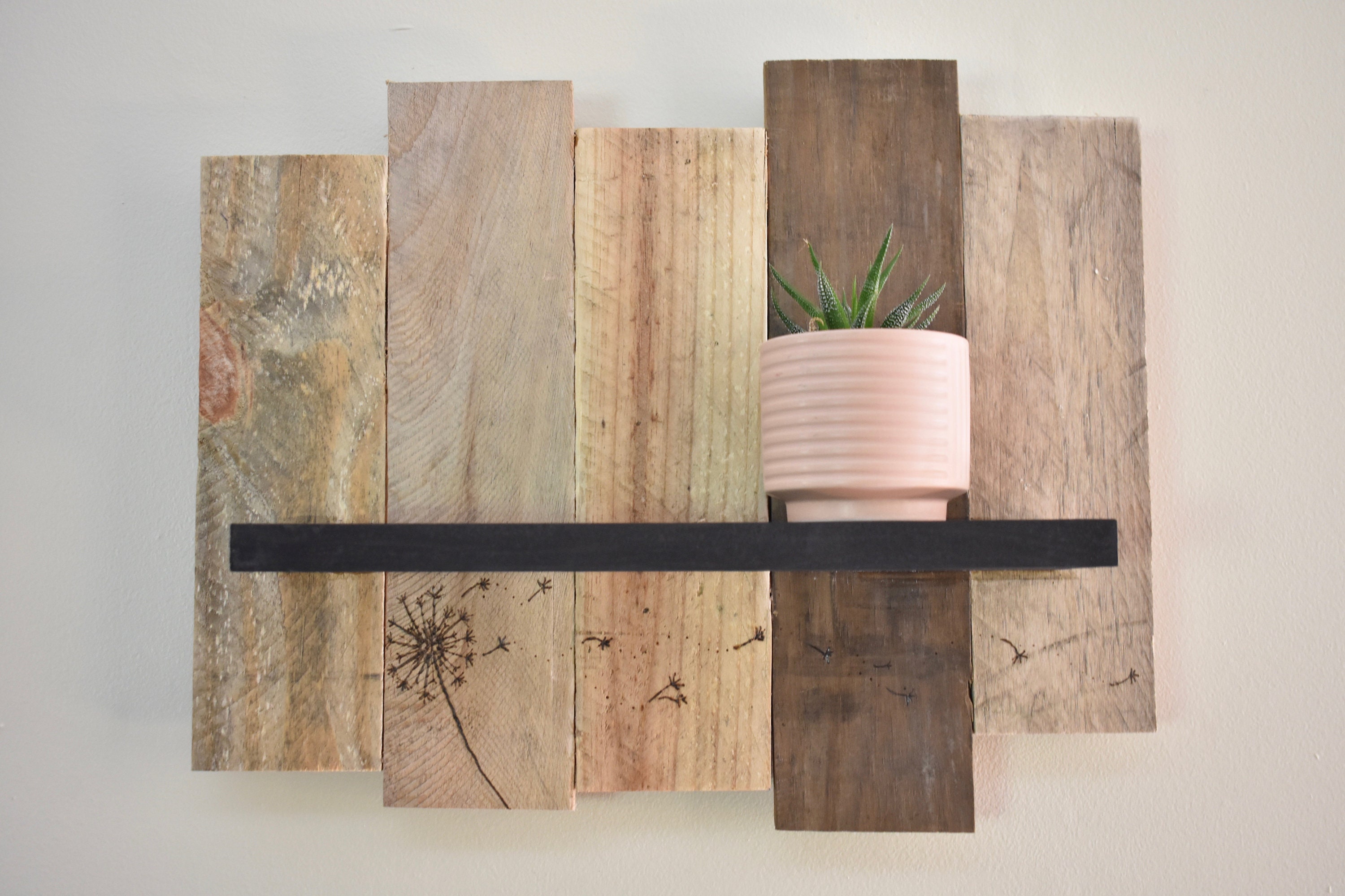 View of Rustic Reclaimed Wood Pallet Floating Shelf | Farmhouse Decor | Unique ...