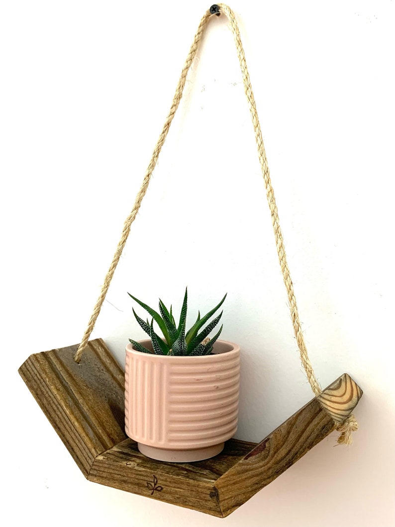 Hanging Plant holder, Rustic wood wall shelf, small shelf, small wall shelf, plant holder, plant shelf, mothers gift, gift for teen, shelf image 8