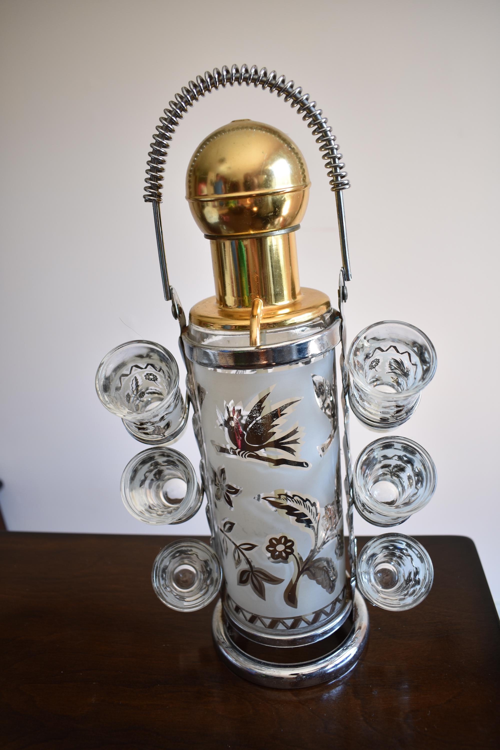 Vintage Glass and Silver Decanter - Etsy