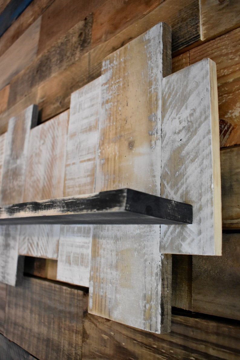 Reclaimed White Wash Wood Pallet Shelf, Rustic Floating Shelf With ...