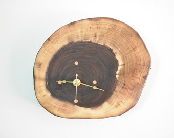 Hardwood Walnut Clock, wood wall clock, shelf clock, unique clock, gift for boyfriend, gift for him, gift for her, gift for boss, clock