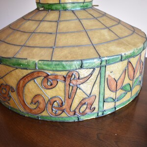 Vintage 1970s Coca-Cola Fiberglass Hanging Lampshade - Large 19” Stained Glass Style - Rare Breweriana / Diner Decor image 6