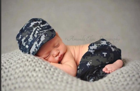 Conjunto militar para bebé inspirado en la marina Camuflaje azul marino  para bebé
